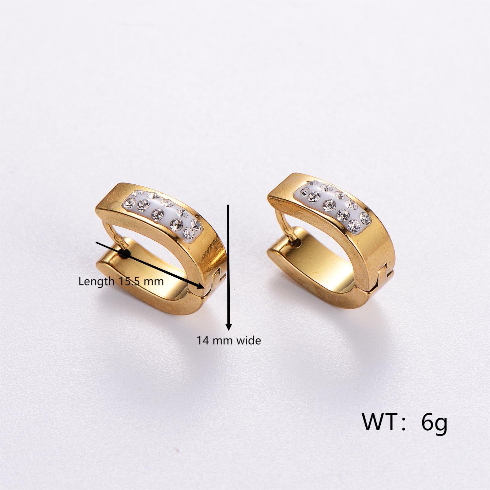 304 Stainless Steel Geometric Electroplating Rhinestones Golden Plated Casual Classic Style Plating Inlay Gold Earrings