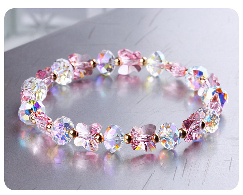 Austrian Crystal Butterfly Bracelet Seven Colors Optional Hand Chain Women's Fashion Jewelry Countryside Style Bead Bracelet