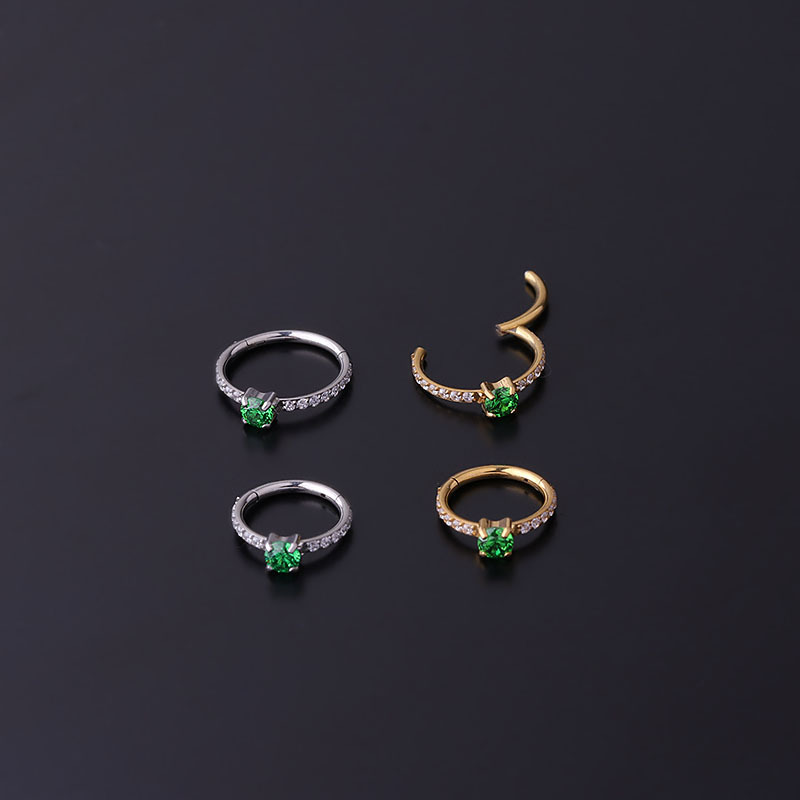 316L Stainless Steel  Zircon Ear Cartilage Rings & Studs Round Waterproof Non Tarnish Surgical Steel Women'S