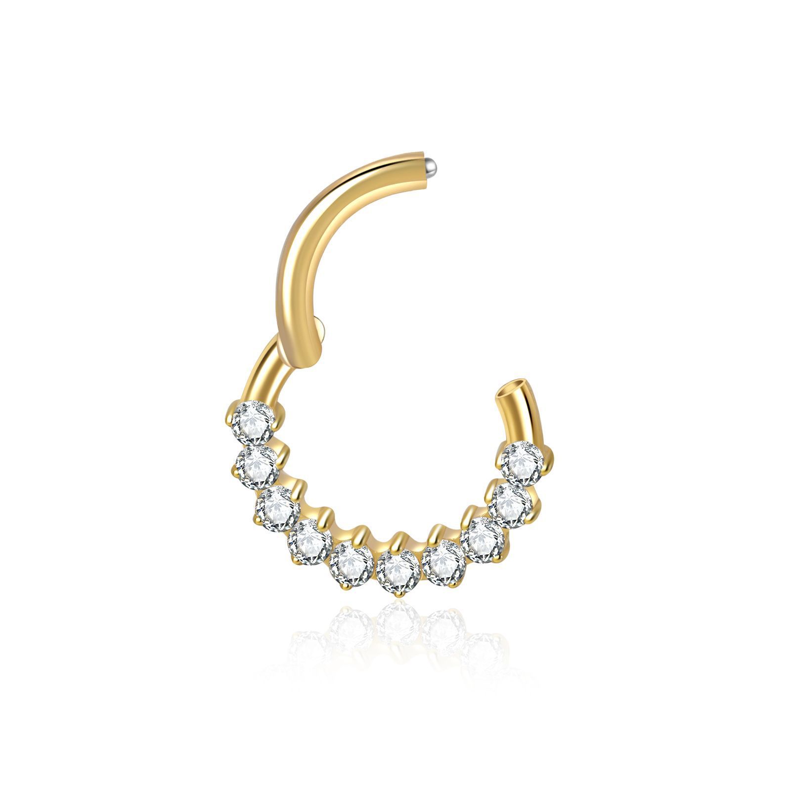 New G23 Titanium Alloy Women's Jewelry Claw Set Zircon Nose Ring Lip Ring Body Piercing Accessories Geometric Pattern Handmade