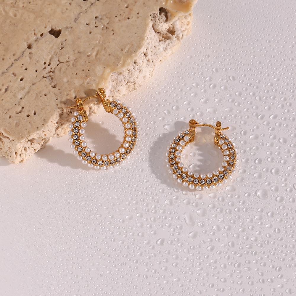 PVD Coated Real Gold Plated 18K Gold Geometric 304 Stainless Steel Fashion Waterproof Non Tarnish Hoop Earrings