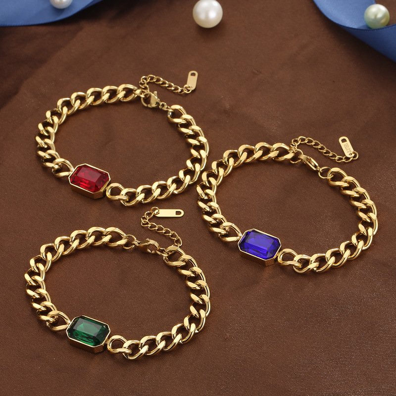 PVD Coated 18K Gold Plated Geometric Titanium Steel Fashion Waterproof Non Tarnish 304 Stainless Steel Bracelets