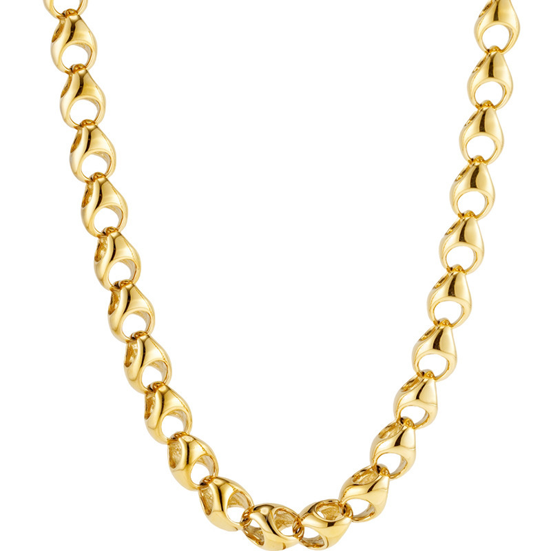18K Titanium Steel Hollow Bean Shape Waterdrop Necklace  Style Chain Jewelry For Men And Women Daily Wear