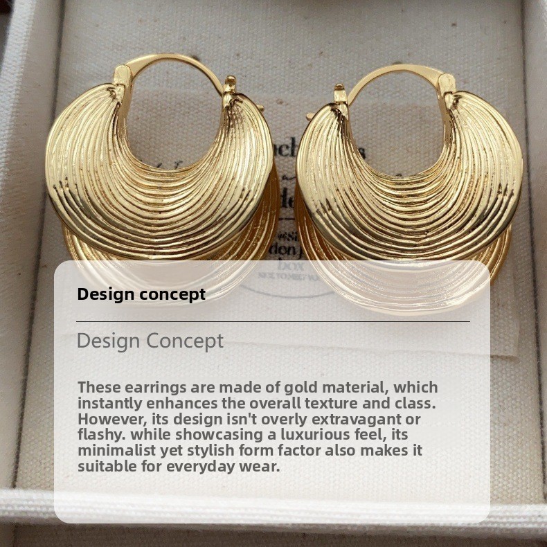 Sexy Large Earrings Trendy Street Style Retro Exaggerated Brass Plated Gold Geometric Pattern Women's Jewelry Fashion Accessories