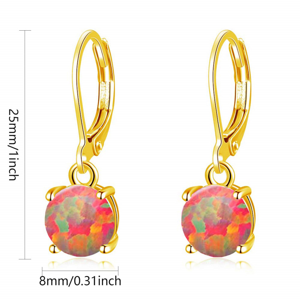 Simple Round Opal Earrings TikTok Ins  Style Jewelry Accessories Copper Material Holiday Style