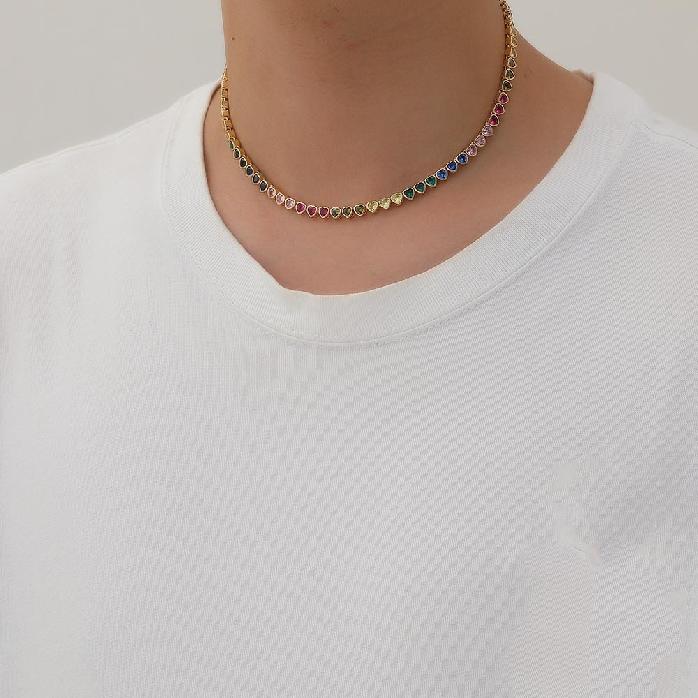 Wholesale Jewelry Vintage Style Classic Style Heart Shape Copper Zircon Bracelets Necklace
