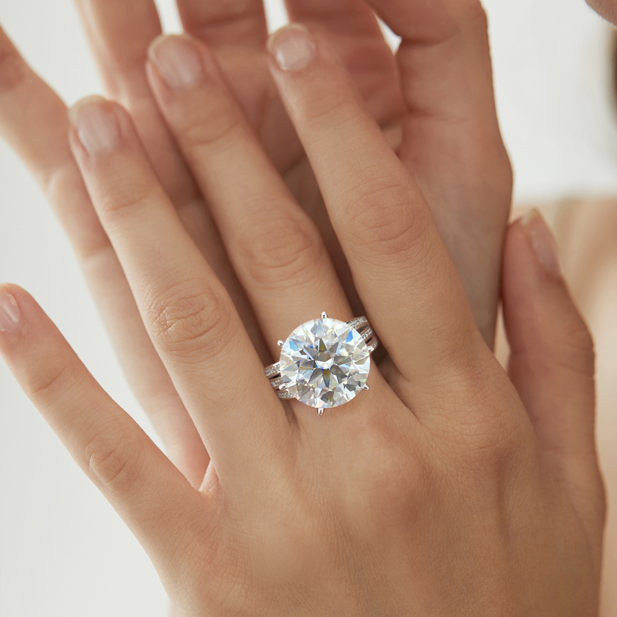 925 Sterling Silver Moissanite Round Rings