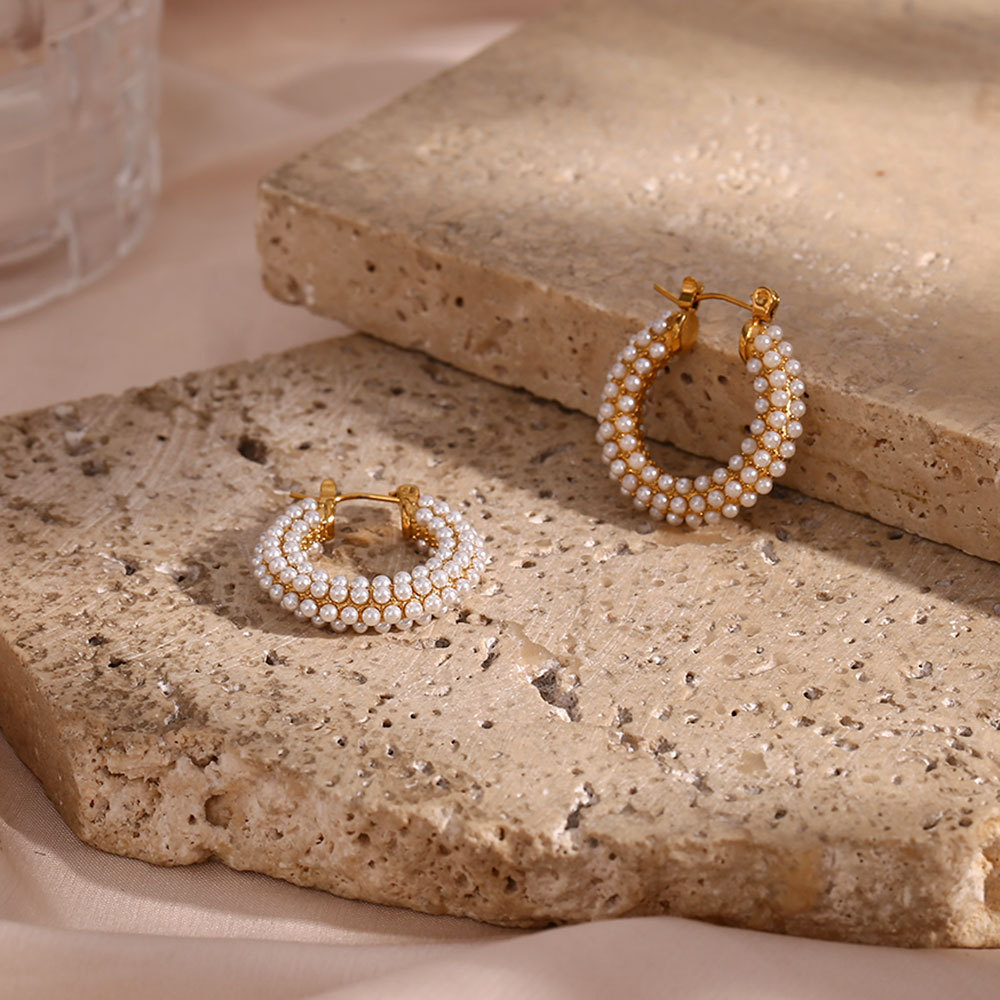 PVD Coated Real Gold Plated 18K Gold U Shape 304 Stainless Steel Fashion Waterproof Non Tarnish Hoop Earrings