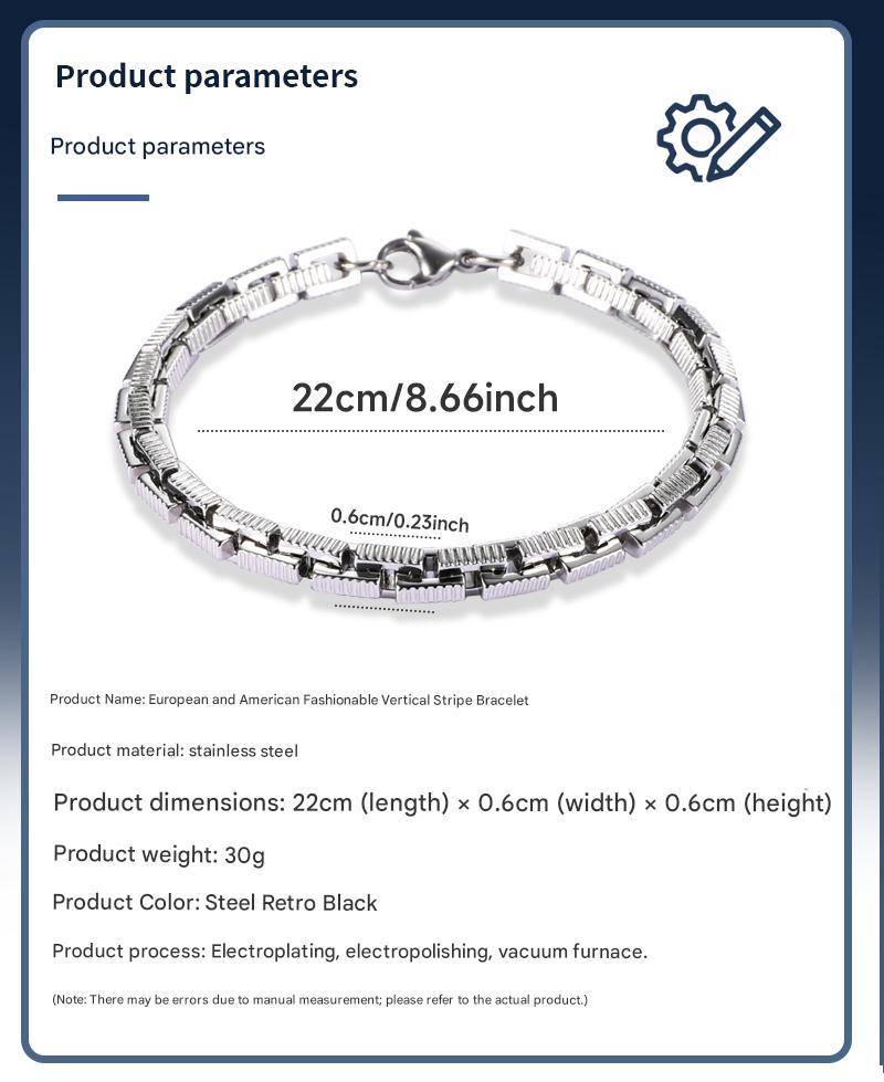 304 Stainless Steel Men's Accessories Square Serrated Pattern Handmade Chain Non-Fading Jewelry Unisex Spliced Tassel