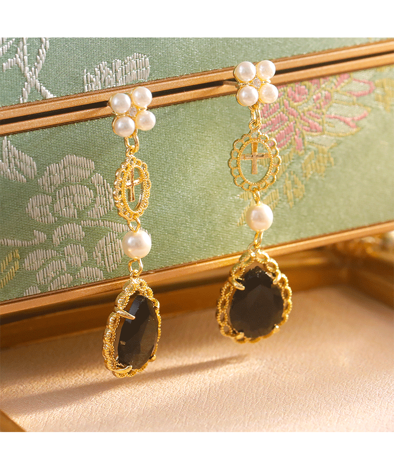 Dream Dance Retro Hong Kong Style Long Pearl Design Earrings National Trend Court Elegant Women's Fashion Jewelry Accessories
