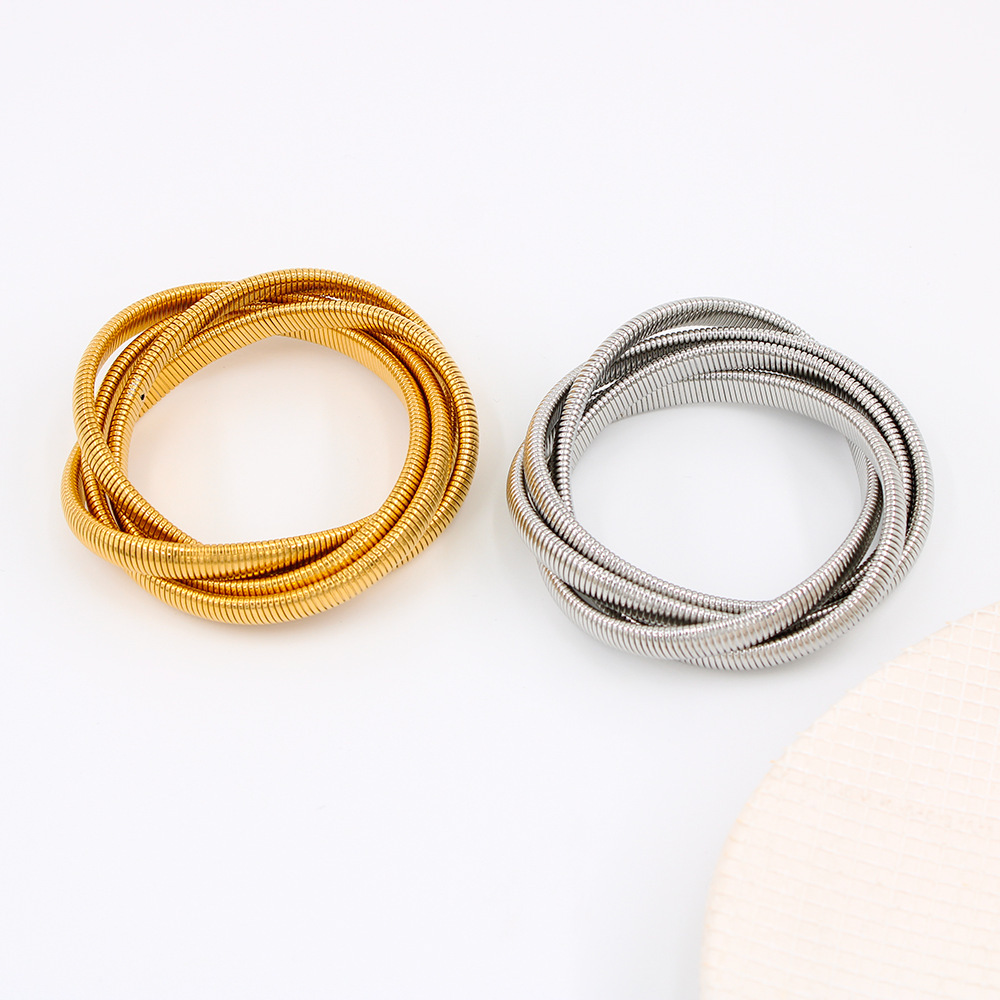 Classic Style Round Solid Color Stainless Steel Plating Bangle