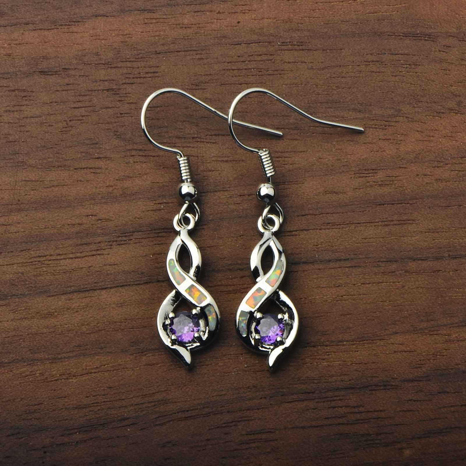 Beach Girl Heart Shaped Opal Earrings TikTok Trend Ocean Wind Sweet Style Geometric Pattern Copper Jewelry Accessories