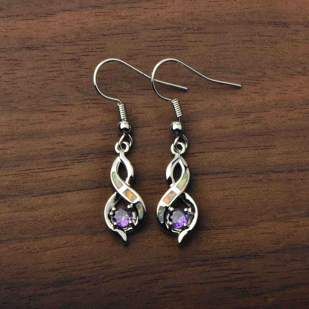 Beach Girl Heart Shaped Opal Earrings TikTok Trend Ocean Wind Sweet Style Geometric Pattern Copper Jewelry Accessories