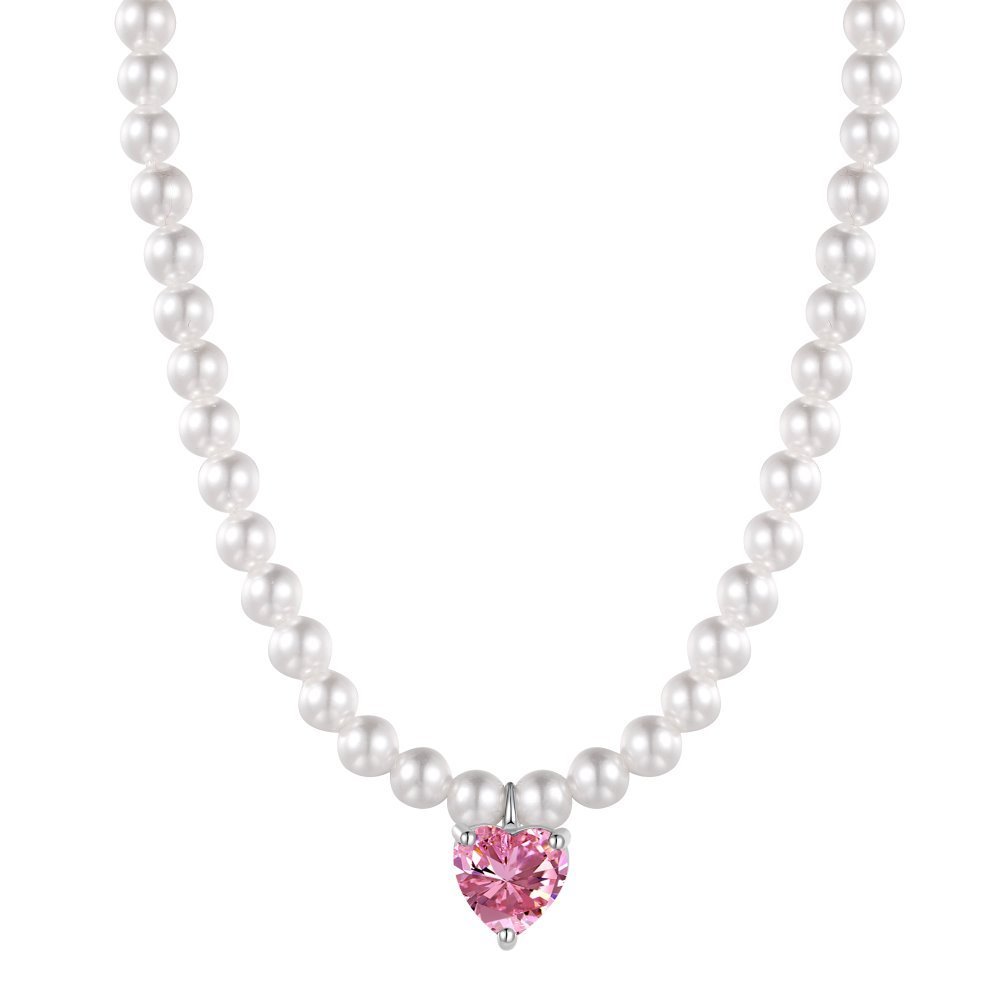 925 Sterling Silver Beaded Heart Shape Necklace