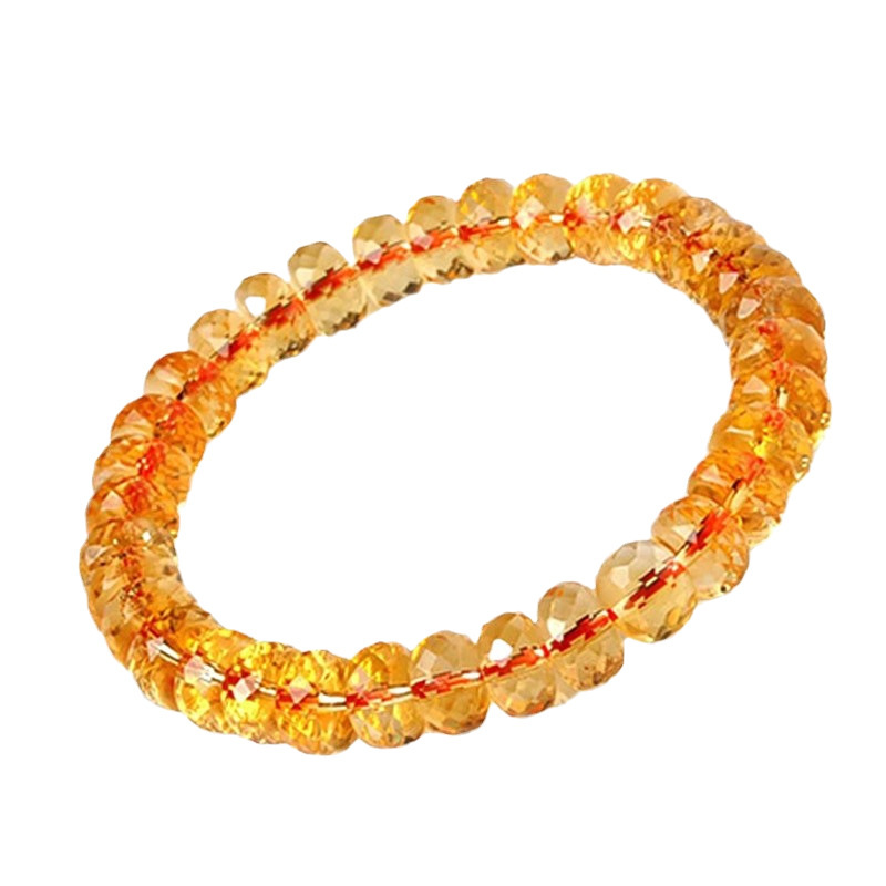 Natural Cut Yellow Crystal Bracelet Brazilian Violent Yellow Diamond Cut Face Hand Chain Red Yellow Green Attract Wealth