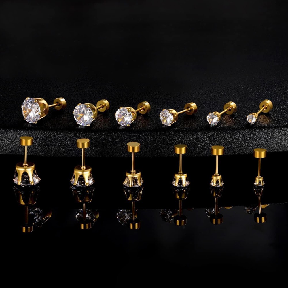 Fashion Unisex Geometric Design Earrings Stainless Steel Inlaid Zirconia Studs Trendy Factory Jewelry Accessories