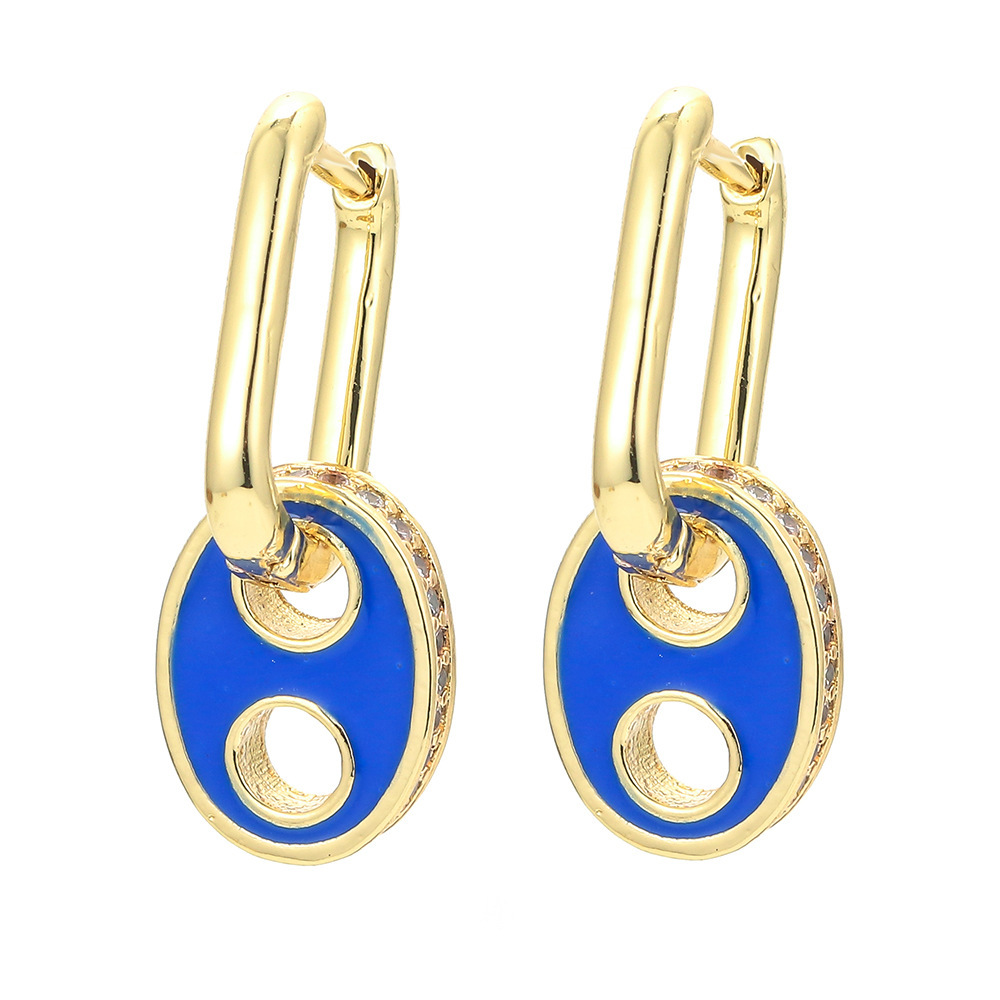 Retro Pig Nose Micro-inlaid Copper Earrings Wholesale