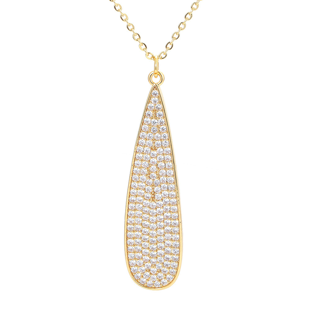 Fashion Full Zircon Drop-shaped Copper Necklace Wholesale