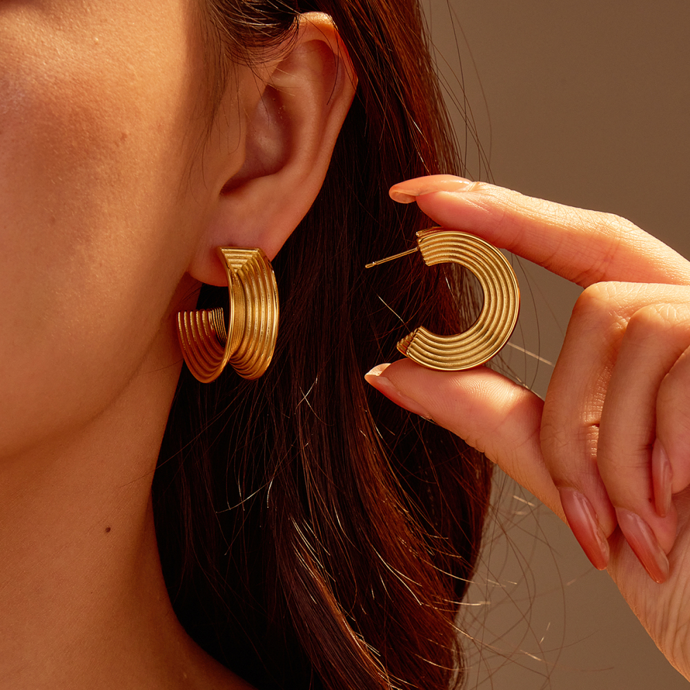 Fashionable Titanium Steel Hoop Earrings Stainless Steel Non-fading Simple French Style Women's Jewelry Accessories