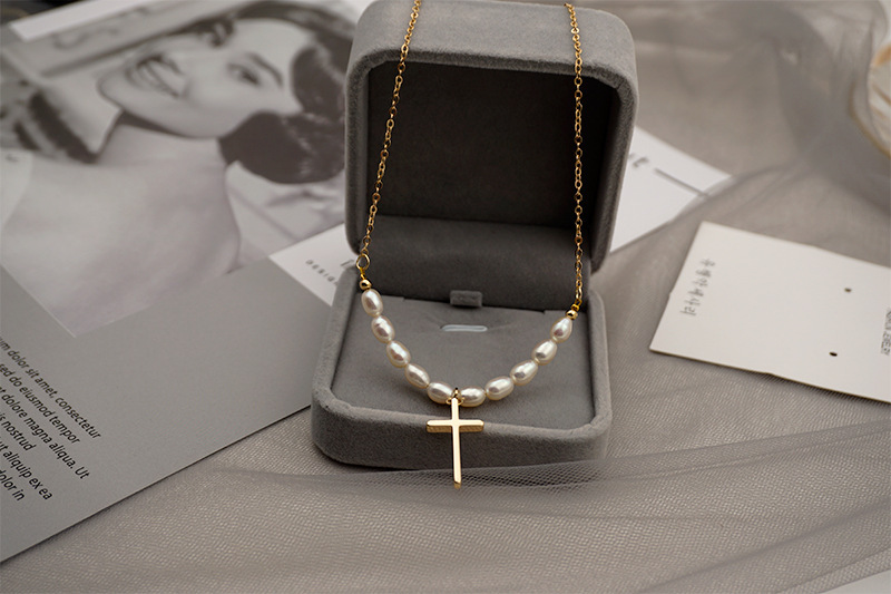 Bohemian Irregular Freshwater Pearl Necklace Accessories Vintage Coin Heart Cross Women's Collarbone Chain Women's Jewelry