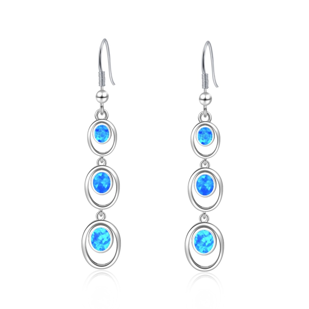 Simple Round Opal Dangle Earrings  Style TikTok Ins Fashion Peruvian Opal Drop Earrings Jewelry Accessories
