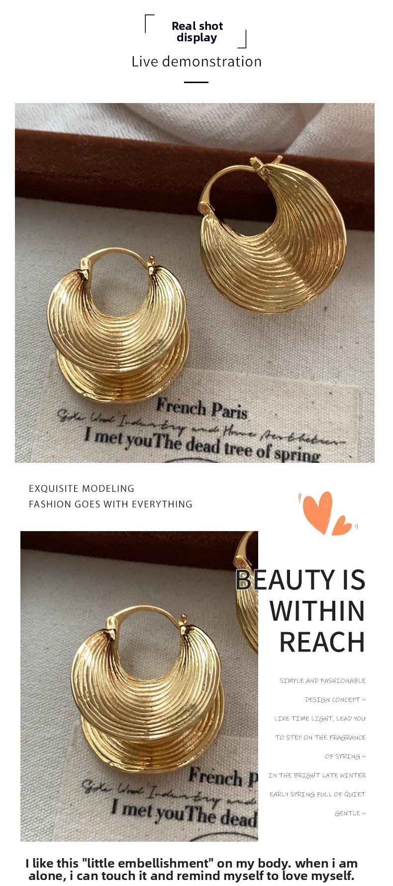 Sexy Large Earrings Trendy Street Style Retro Exaggerated Brass Plated Gold Geometric Pattern Women's Jewelry Fashion Accessories