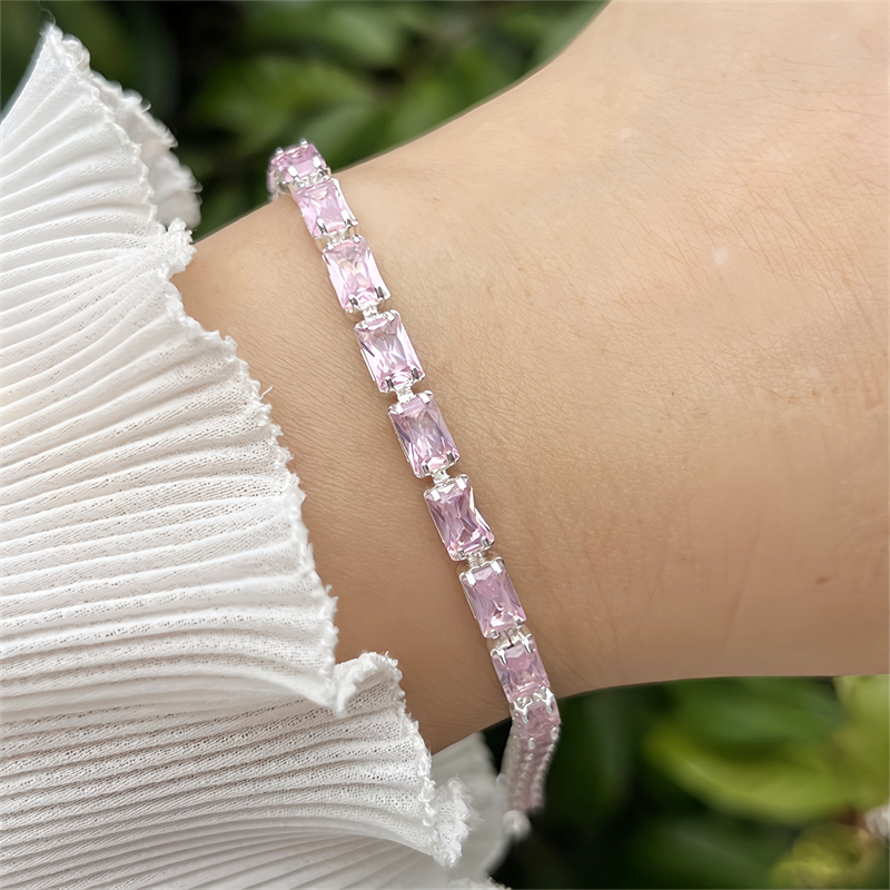 Classic Elegant Style Colorful Zircon Bracelet Fashion High-end Copper Plated 18K Gold Versatile Daily Wear Flower Vacuum Plating (Furnace)