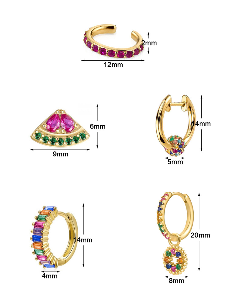 Square Colorful Zircon Earrings For Women Charming Resin Copper Stud Jewelry Accessories