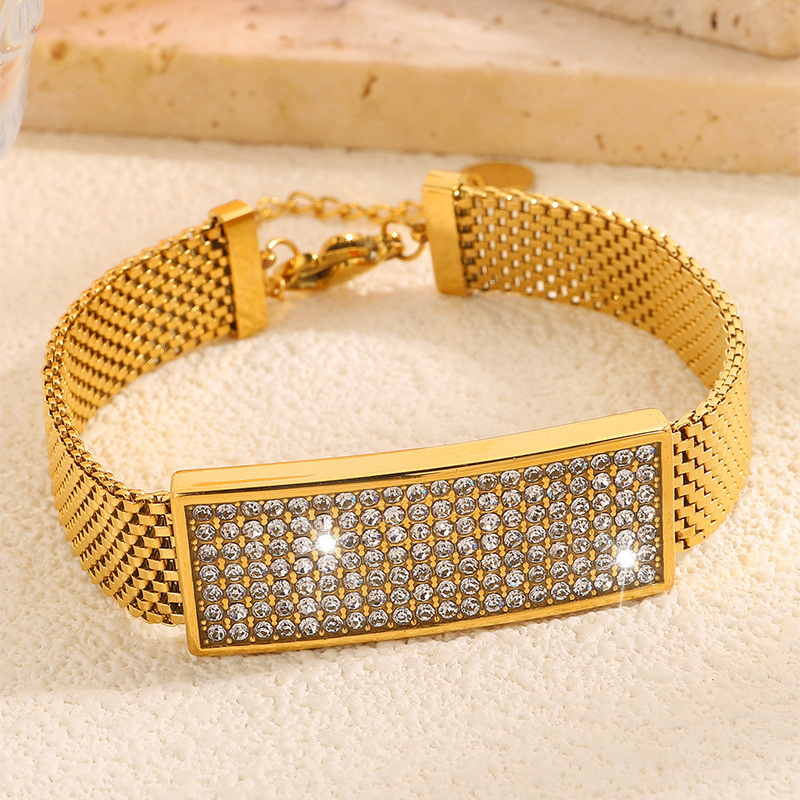 PVD Coated Real Gold Plated Geometric Solid Color 304 Stainless Steel Retro Classic Style Waterproof Non Tarnish 304 Stainless Steel Bracelets