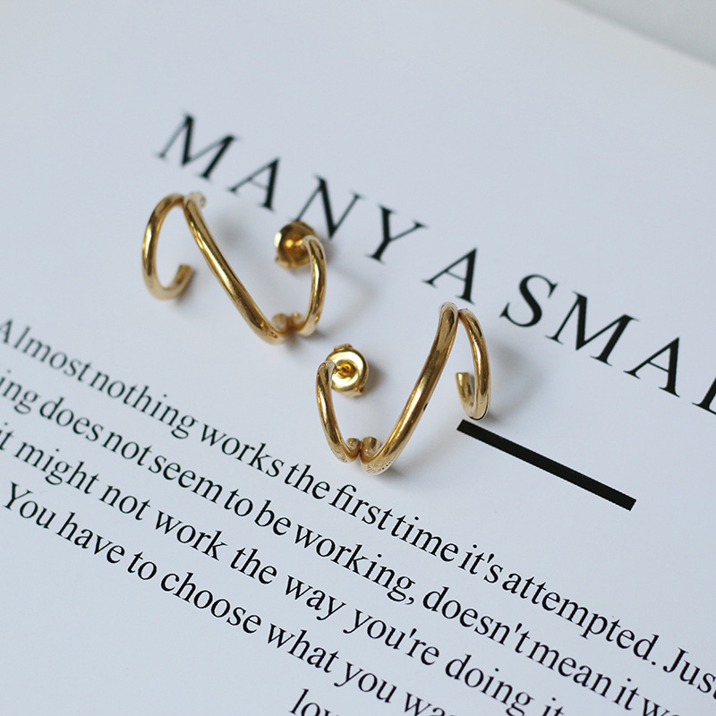 PVD Coated Real Gold Plated 18K Gold 304 Stainless Steel Fashion Waterproof Non Tarnish Earrings Ear Studs