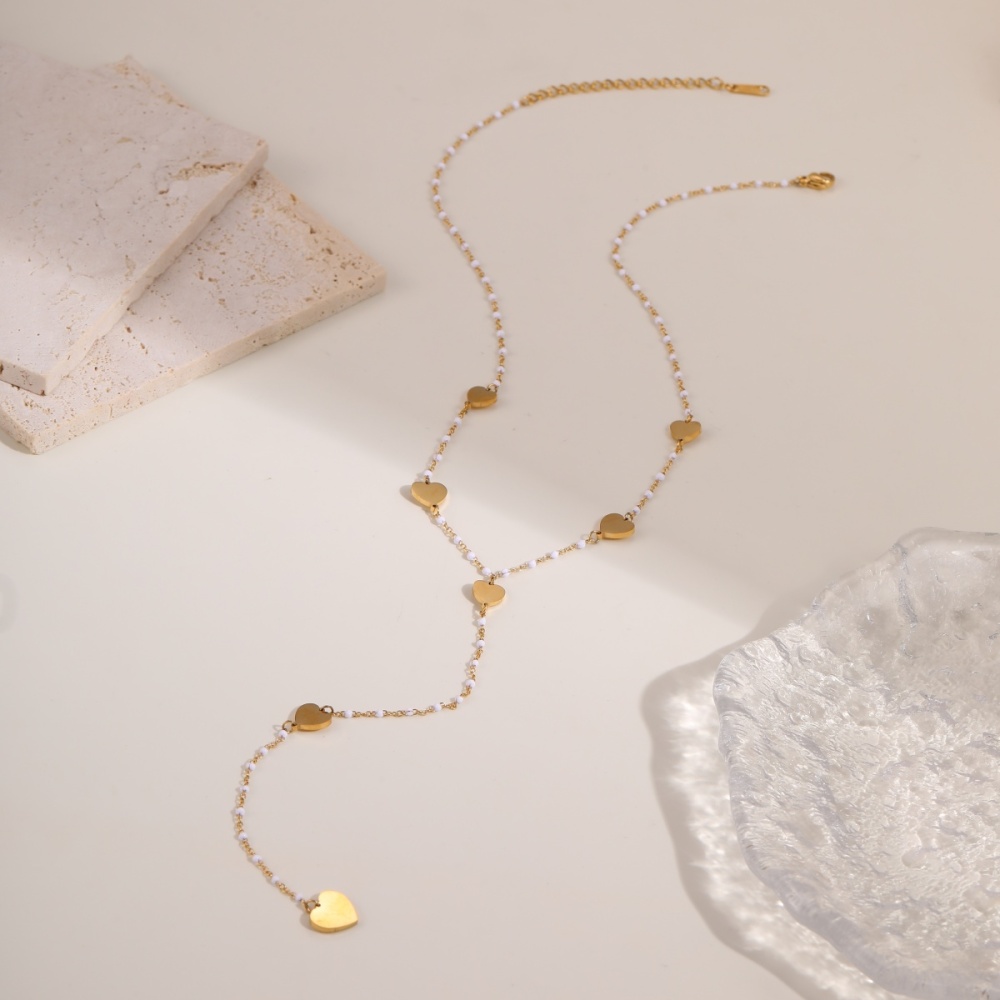 Trendy 304 Stainless Steel Jewelry Tassel Cross Star Heart Necklace Accessories Long High-end Y-shaped Vacuum Electroplated 18K Real Gold Necklace