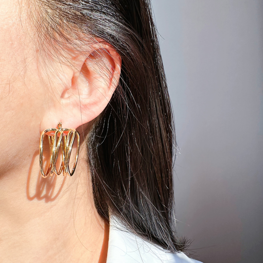 New Dongdaemun Fashionable Multi-Circle Line Round Hoop Earrings For Women Fashion Hollow Geometric Earrings Accessories 1109 Nordic Style