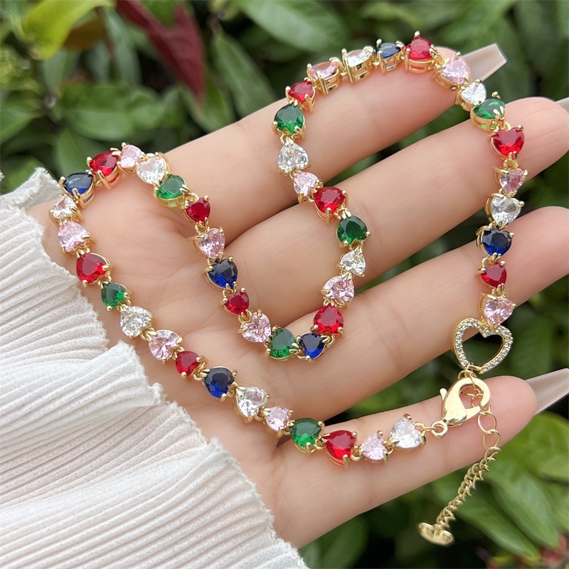 18K Gold Plated Multi-style Heart Zircon Necklace Classic Simple Daily Wear Gift Copper Pendant Lobster Clasp