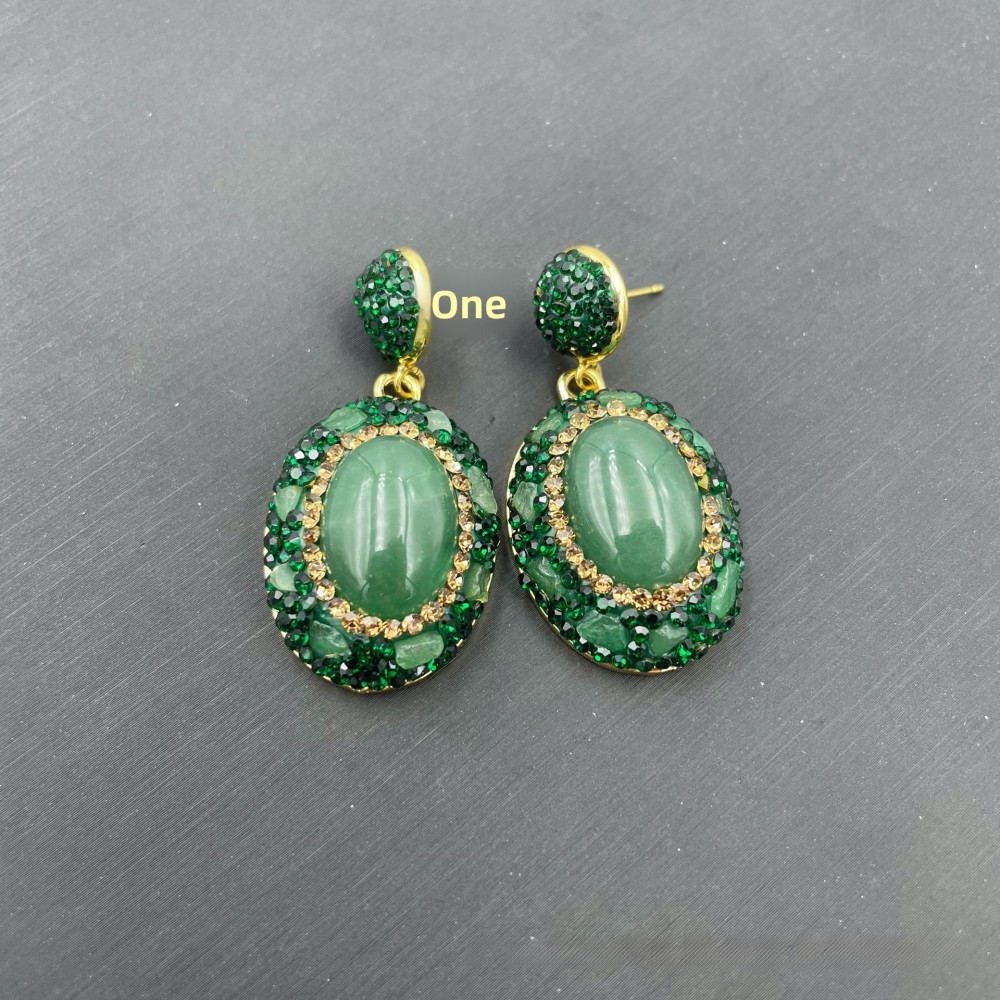 New Green Dongling Enamel Jade Set Ethnic Style Necklace Women's Jewelry Accessories Factory Direct Sale Middle-Aged Niche Three-Piece Set