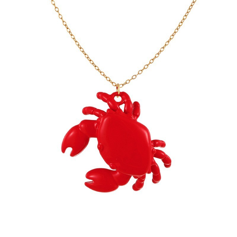Creative Titanium Steel Crab Pendant Necklace Personality  Design Cute Animal Zodiac Oil Drop Jewelry For Women