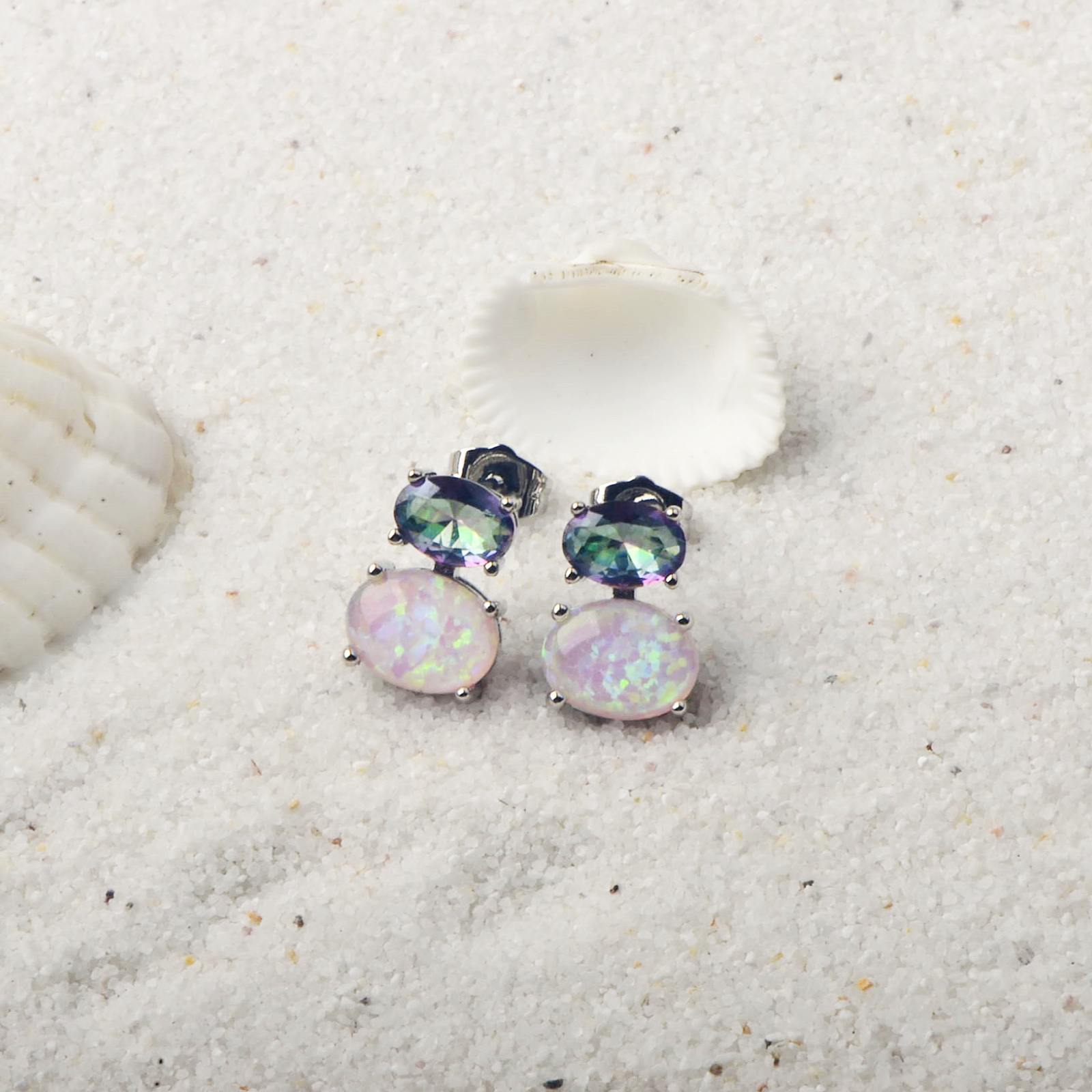 Hawaii Style Oval Shape TikTok Popular Ear Cuff Rings Opal Unisex Copper Material Jewelry Accessories Ear Rings Circular And Oval