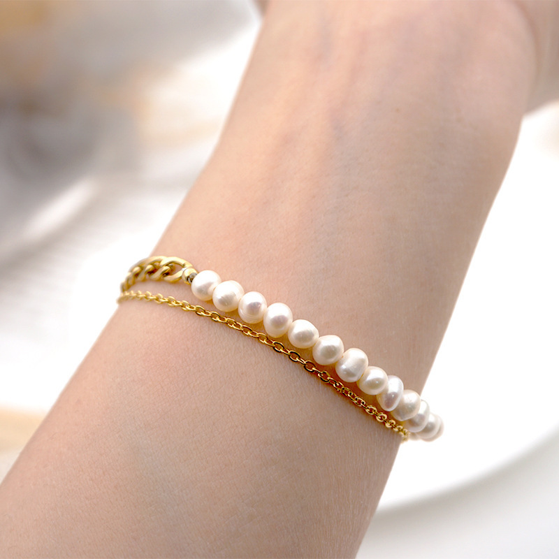 Titanium Steel Pearl Bracelet For Women Simple Summer Friend Bracelet Anklet Jewelry Accessories