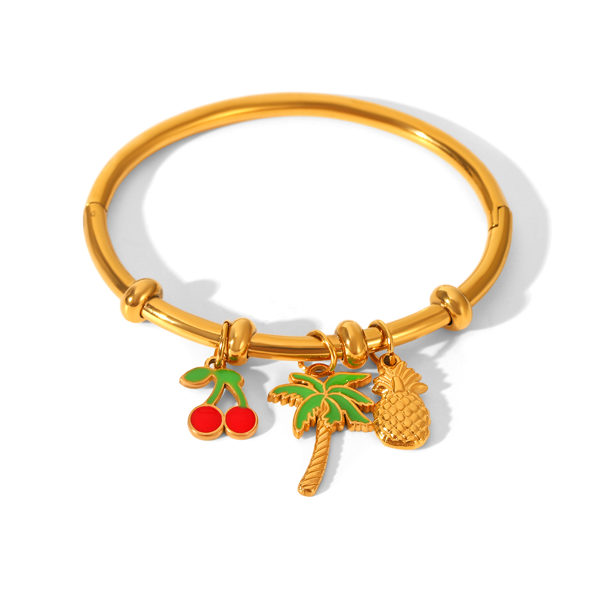 Jewelry Cherry Coconut Tree Pineapple DIY Pendant 18k Gold Stainless Steel Bracelet Niche Titanium Steel Hand Accessories