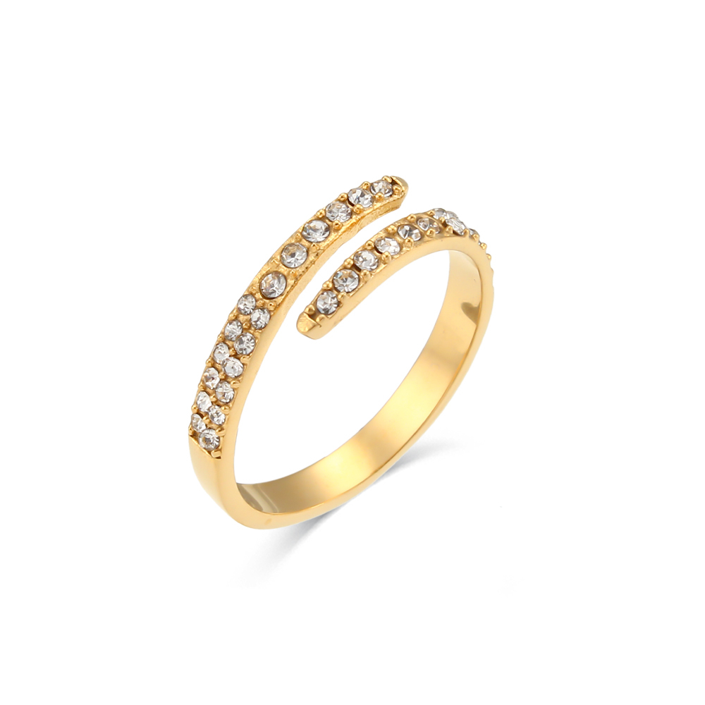 PVD Coated Real Gold Plated 18K Gold Geometric 304 Stainless Steel Fashion Waterproof Non Tarnish Open Ring