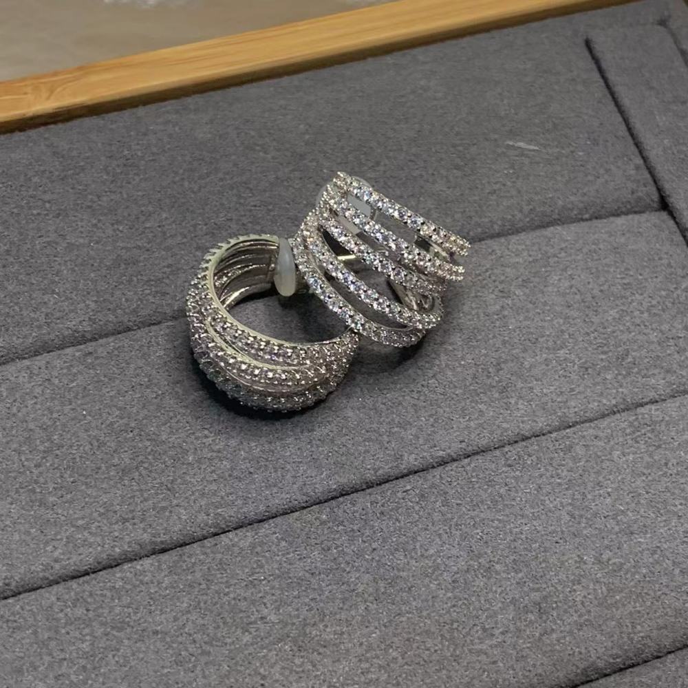 Elegant French Pearl Stud Earrings Women's Diamond Embedded Line Multi-circle Pearl Hoops Stylish Fashion Jewelry Accessories