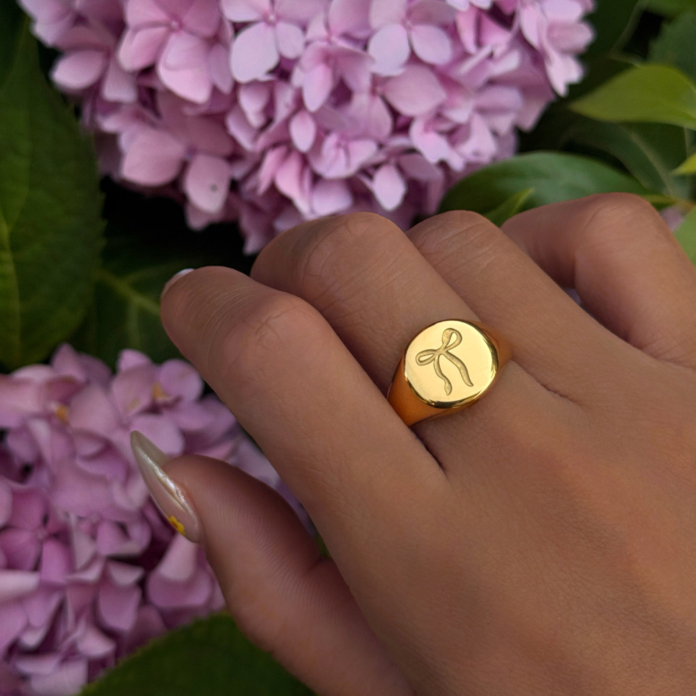 Sweet Style Butterfly Knot Ring Plated Titanium Steel 18K Gold Filled Geometric Pattern Women's Jewelry Accessories