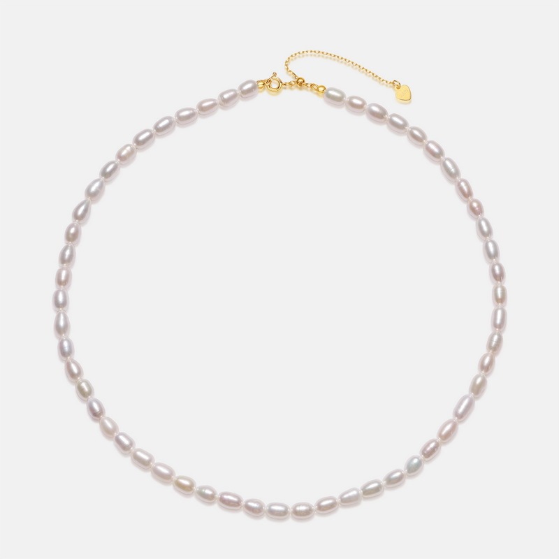 Elegant And Simple Freshwater Pearl Necklace For Women, Exquisite High-End Texture S925 Sterling Silver Clavicle Chain, Silver-Plated Beaded Neck Jewelry