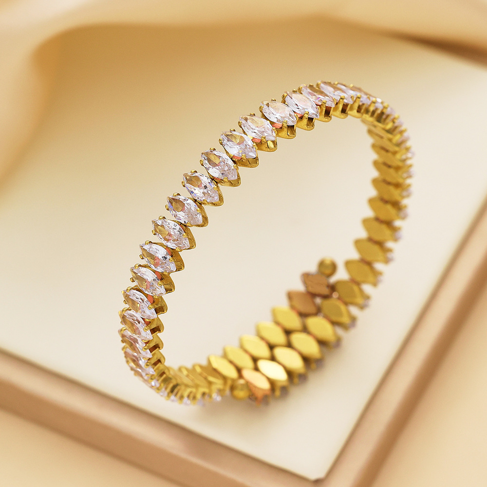 Multicolor Titanium Steel Claw Inlaid Diamond Women's Bracelet Zircon Steel Women's Accessories