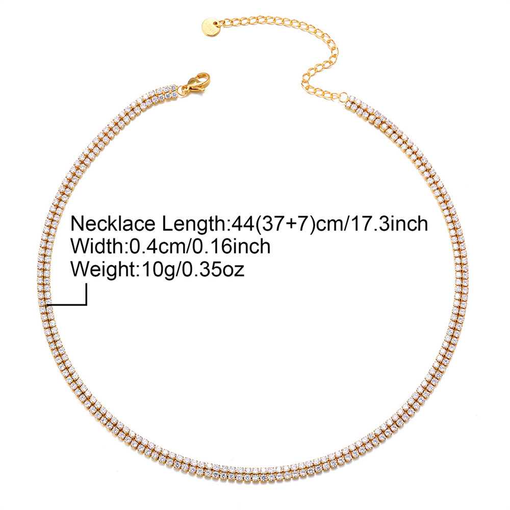 Stainless Steel Diamond Embedded Necklace  Style Fashion Jewelry Accessories Women's U-Shaped Design