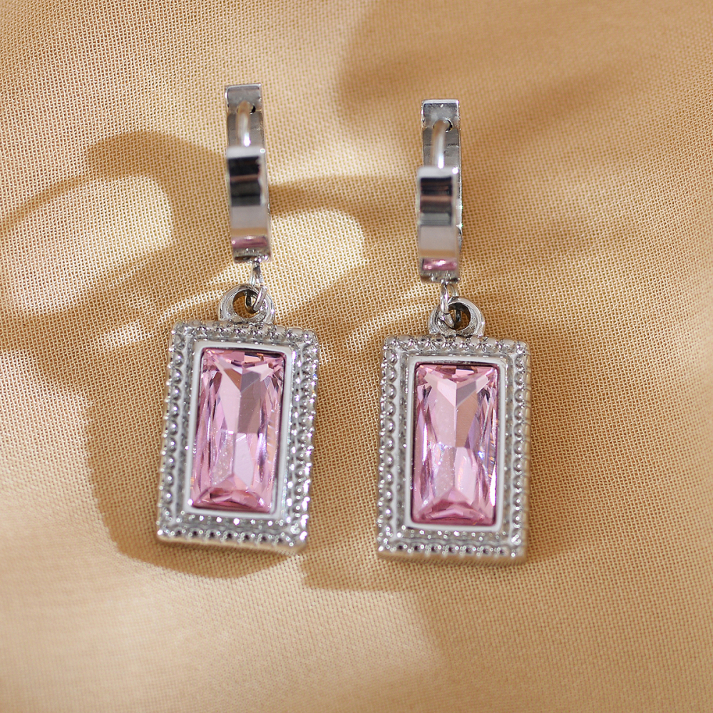PVD Coated Gold Plated Square Stainless Steel Elegant Luxurious Simple Style Waterproof Non Tarnish Earrings