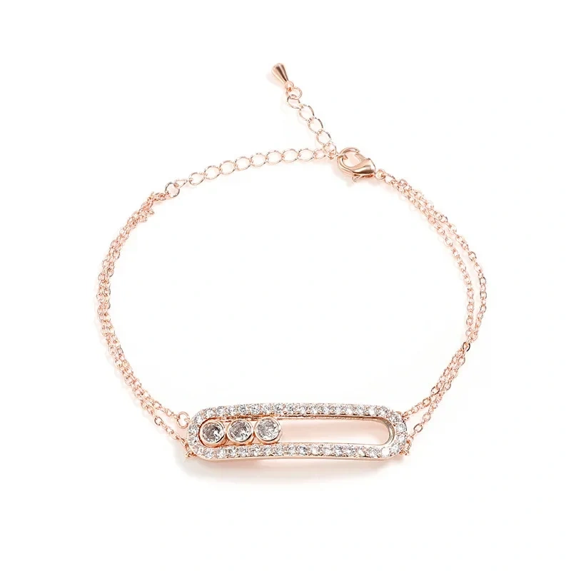 Classic Double Layer Geometric Necklace Earrings Ring Bracelet Set Luxury Fashion Jewelry Accessories For Women