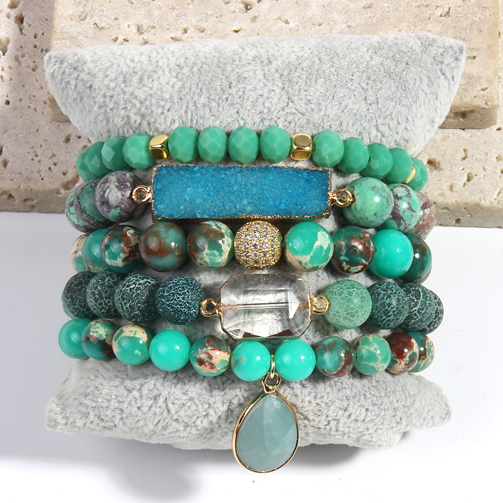 Simple Style Classic Style Geometric Natural Stone Beaded Chain Bracelets In Bulk