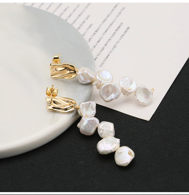 1 Pair Simple Style Classic Style Geometric Freshwater Pearl Copper Drop Earrings