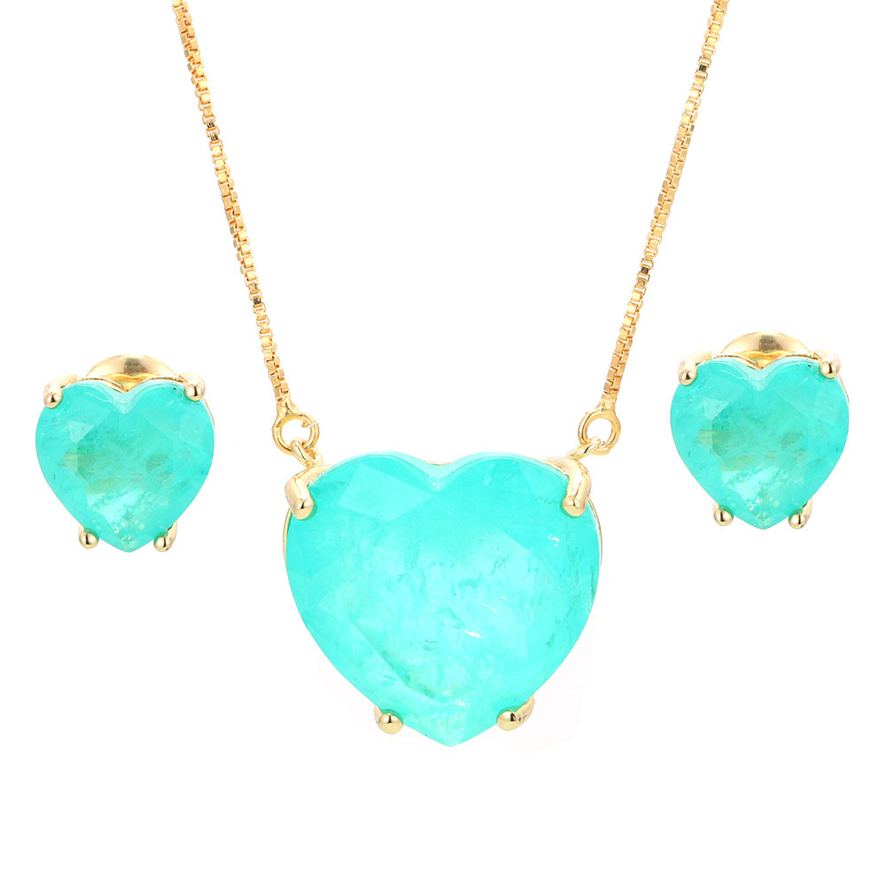 Casual Simple Style Heart Shape Copper Plating Inlay Zircon Women's Earrings Necklace