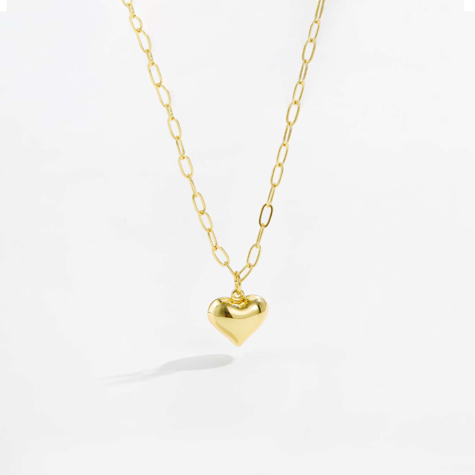 Retro Simple Style Heart Shape Copper Women's Cable Chain Earrings Necklace